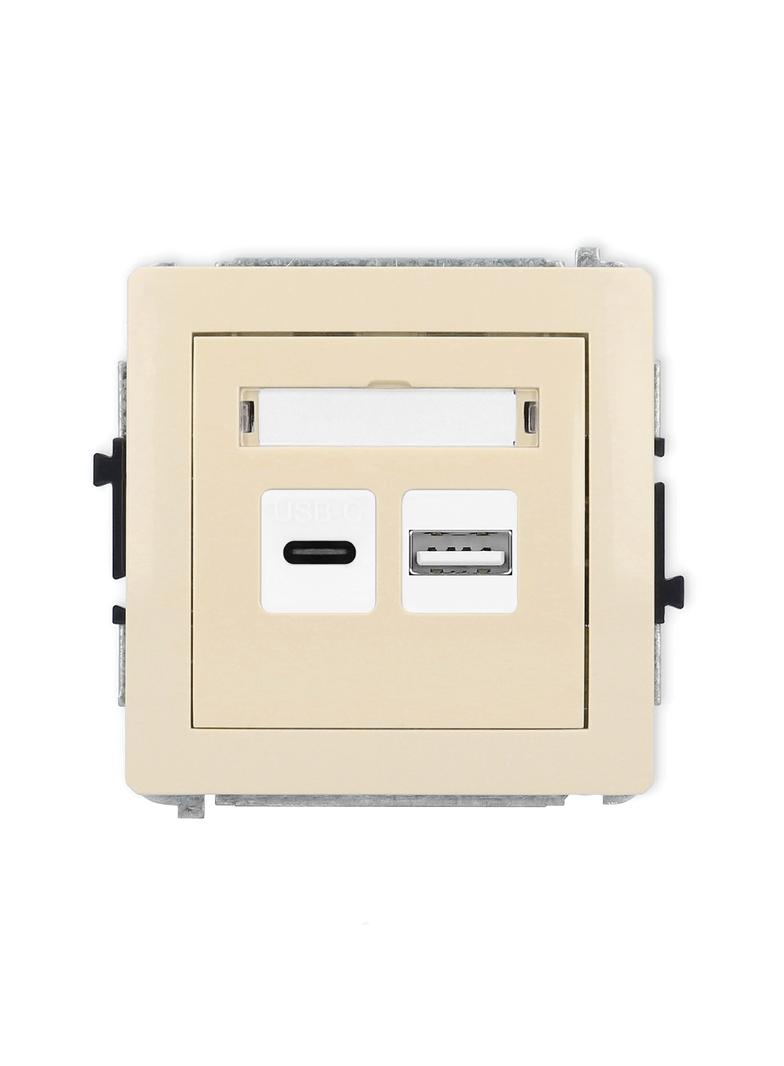 DECO Ładowarka USB podwójna USB C + USB A, 20W max. beżowy 1DCUSB-8 KARLIK