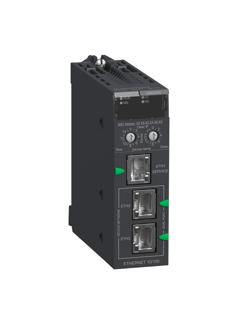 Modicon X80, moduł łącznika E/IP, wydajny, port serwisowy