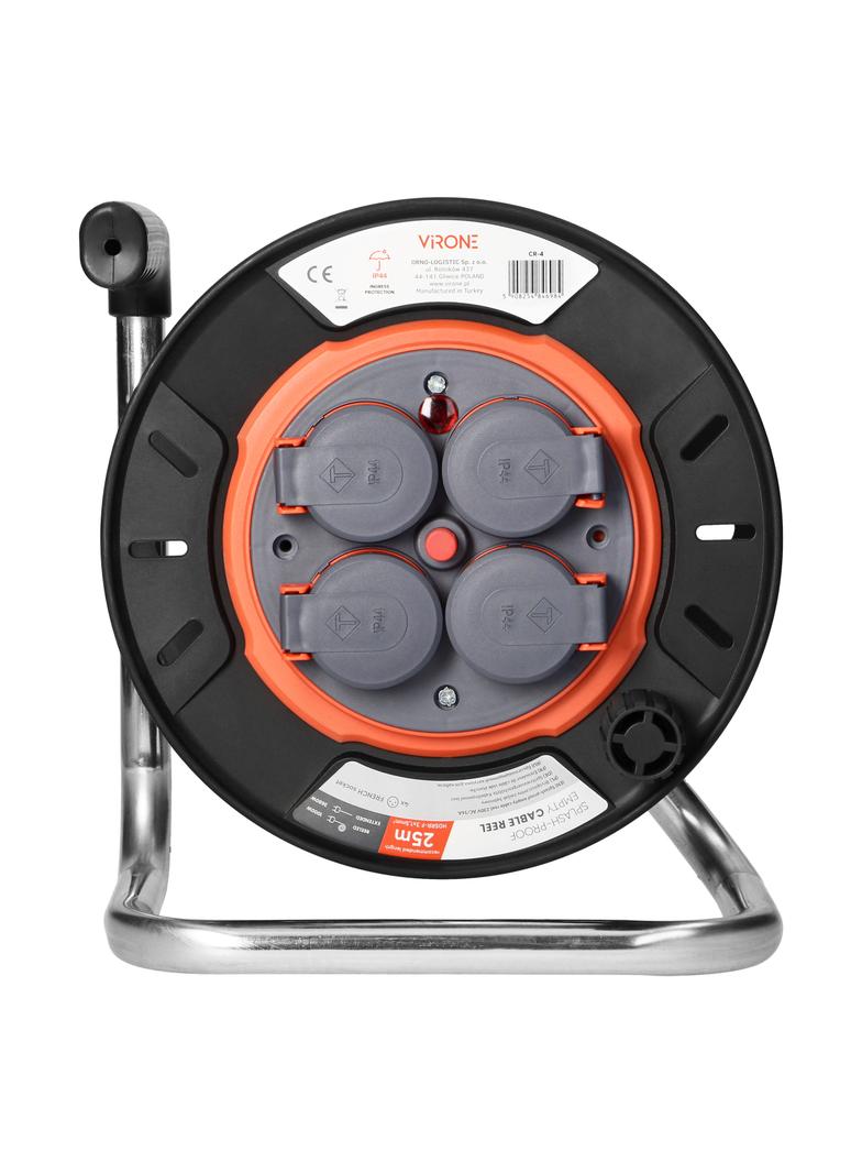 Bryzgoszczelny zwijak bębnowy IP44 4x2P+Z 16A 230V, H05RR-F 3x1,5mm2, 25m