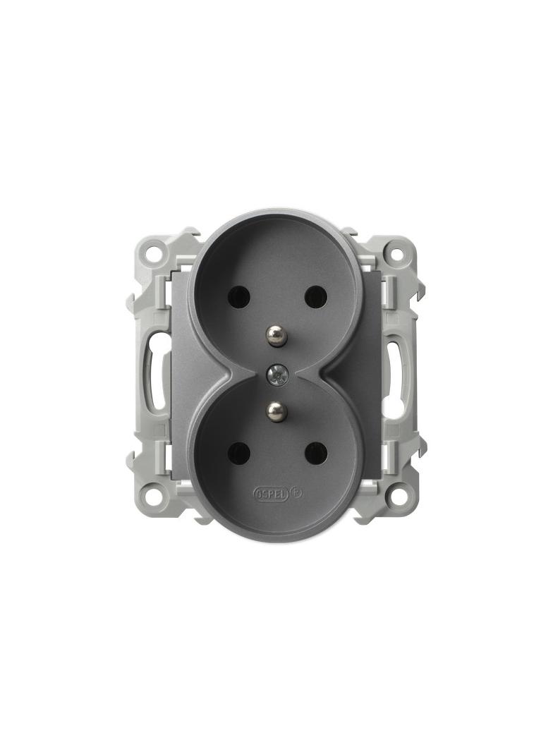 SZAFIR Gniazdo podwójne z uziemieniem moduł bez ramki - kolor szary mat