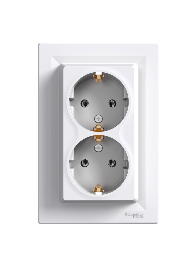 Asfora, gniazdo podwójne schuko, DIY, biały