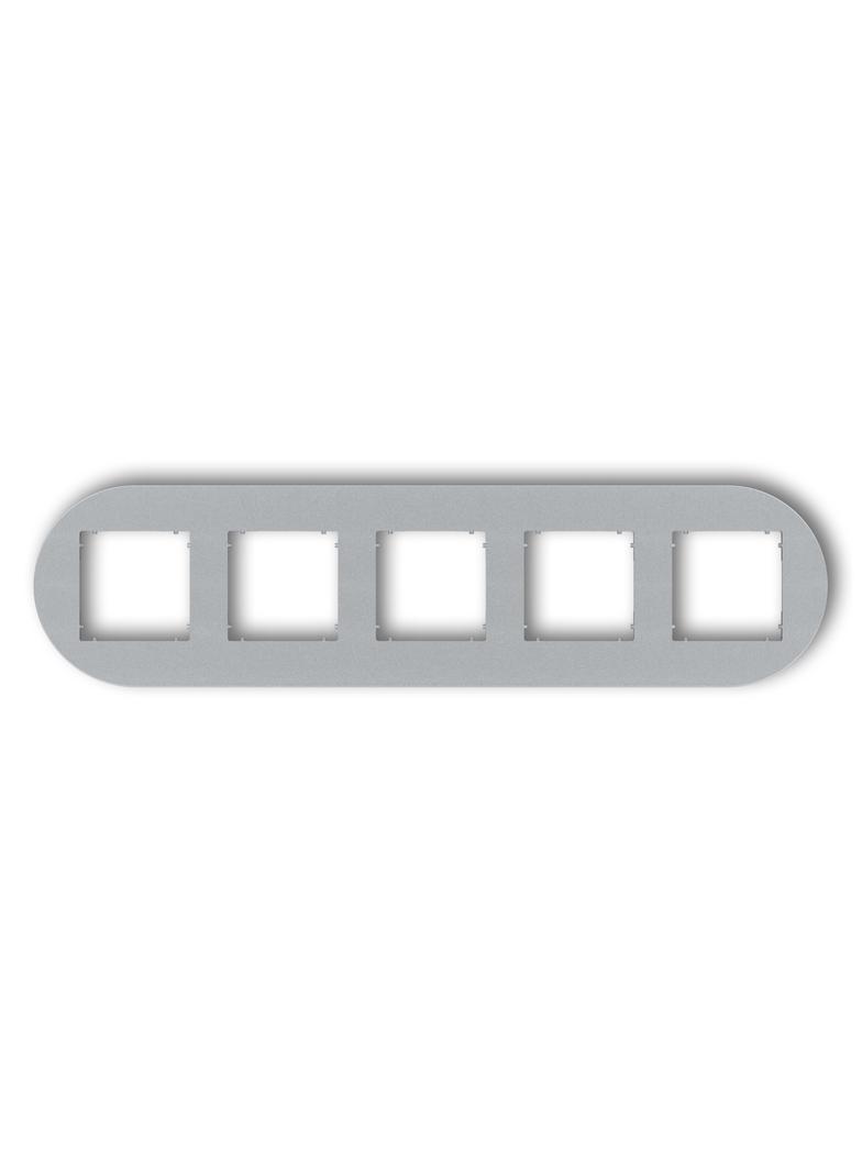 MINI Ramka uniwersalna pięciokrotna okrągła z tworzywa srebrny metalik
