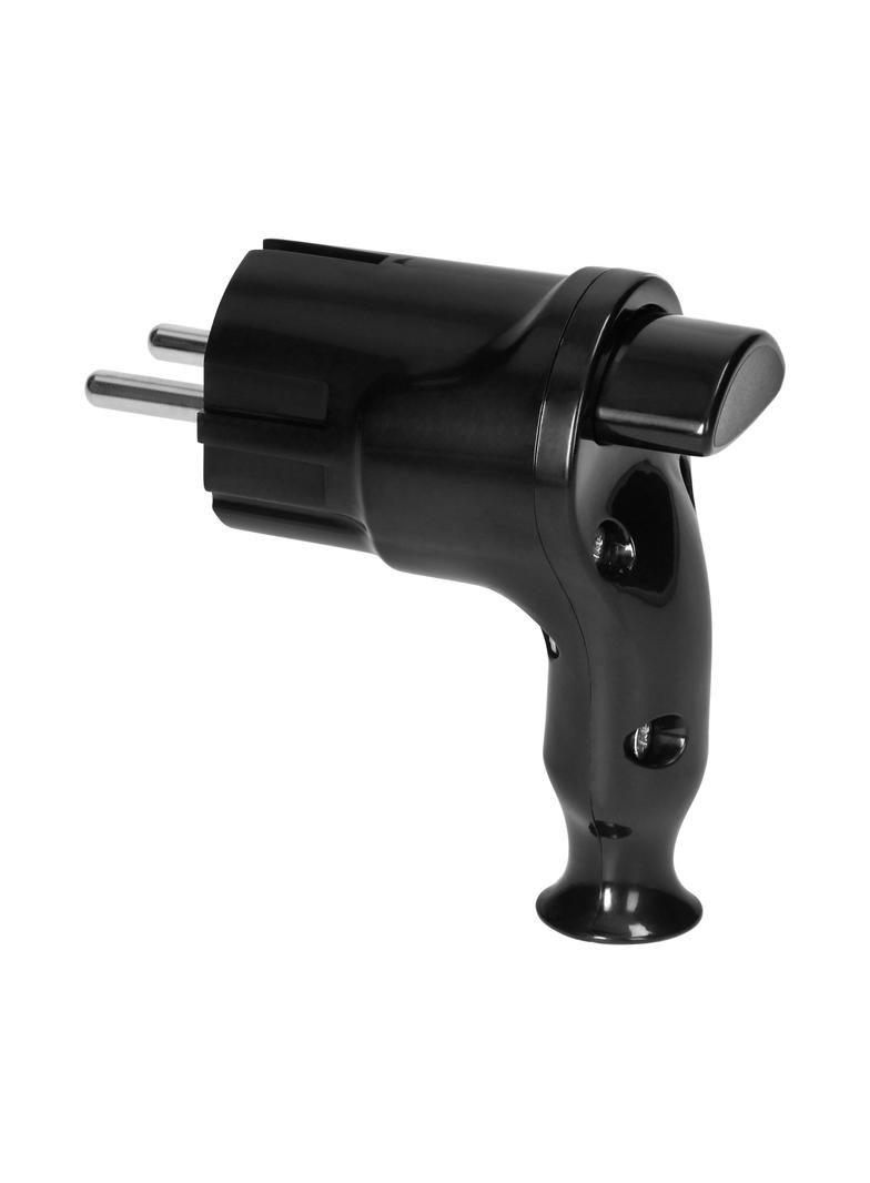 Wtyczka kątowa Uni-Schuko z wypychaczem 16A/250V, czarna TP-05/CZARNY ORNO