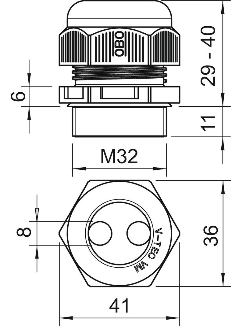 V-TEC VM32 2x8, Dławik kablowy