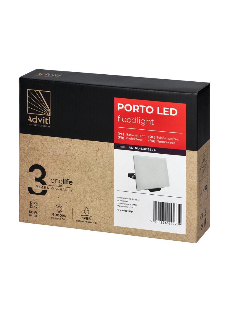 PORTO LED 50W naświetlacz bezramkowy, 4000lm, IP65, 4000K, aluminium + poliwęglan