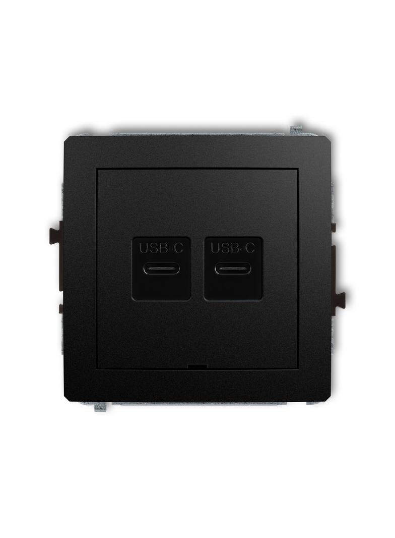 DECO Mechanizm ładowarki USB podwójnej 2xUSB C, 20W max., bez pola opisowego czarny mat