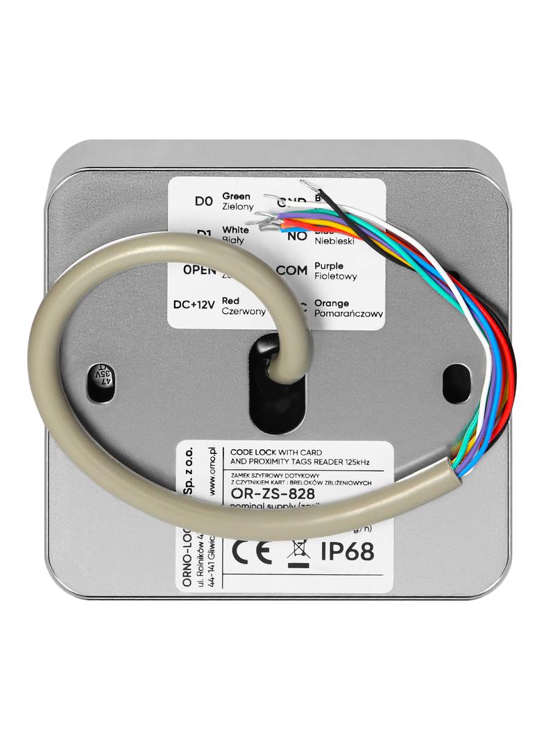 Zamek szyfrowy dotykowy z czytnikiem kart i breloków zbliżeniowych, Wi-Fi, IP68, 1 przekaźnik 3A, Po