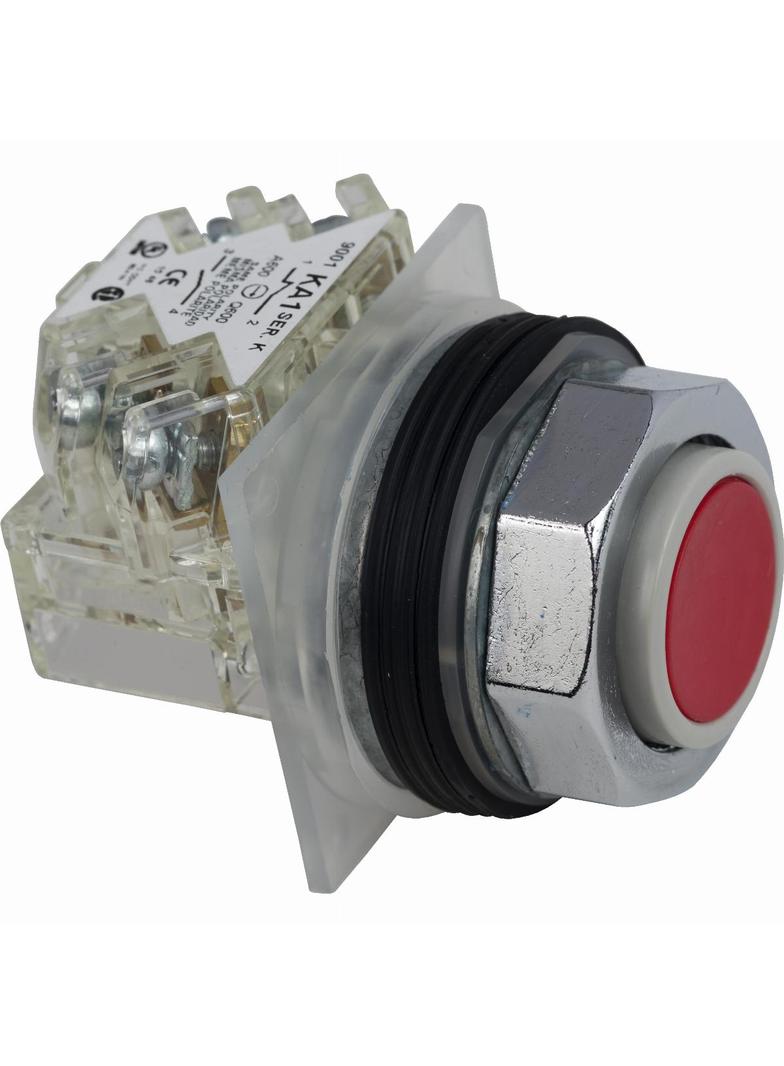Harmony 9001K Przycisk wystający, czerwony, 2 pozycyjny, metalowy, 1NO+1NC, z blokiem styków