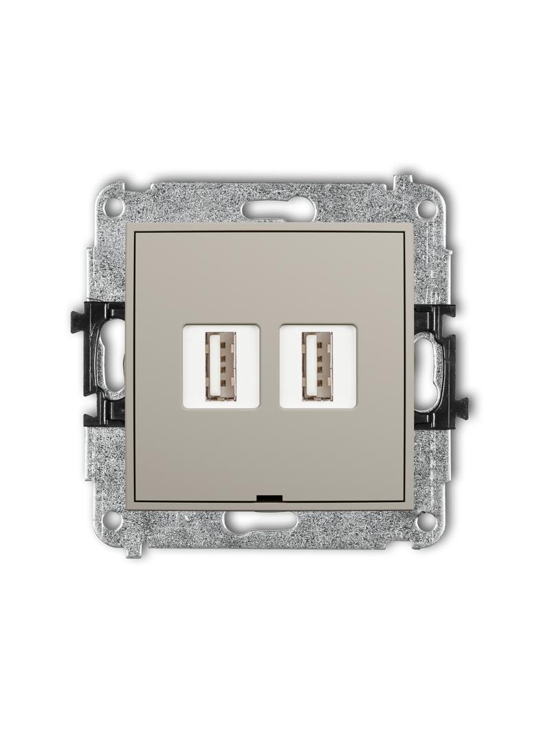 MINI Gniazdo podwójne 2xUSB A-A 2.0, bez pola opisowego taupe 60MGUSBBO-2 KARLIK