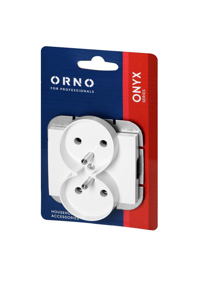 Gniazdo podwójne podtynkowe 2x2P+Z Onyx, 16A, 250V, PT-6OR, biały OR-OE-7506/W ORNO