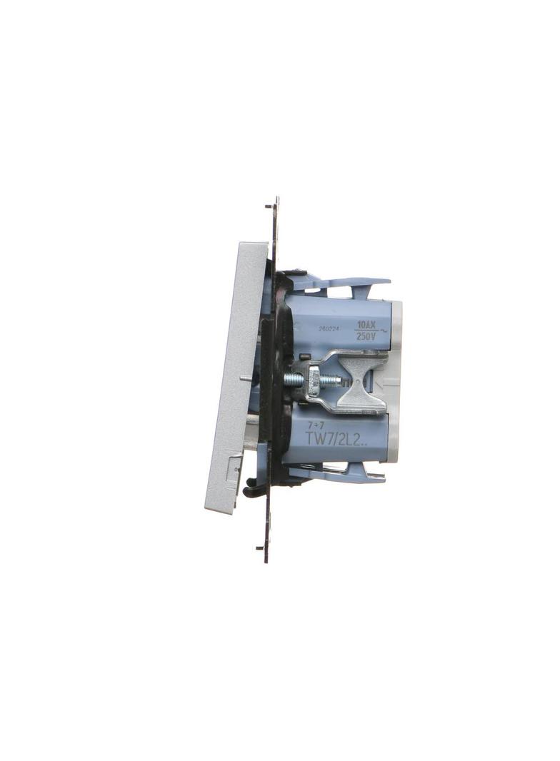 Simon 55 Łącznik krzyżowy podwójny z podświetleniem szybkozłączka Aluminium mat TW7/2L2.01/143 KONTAKT