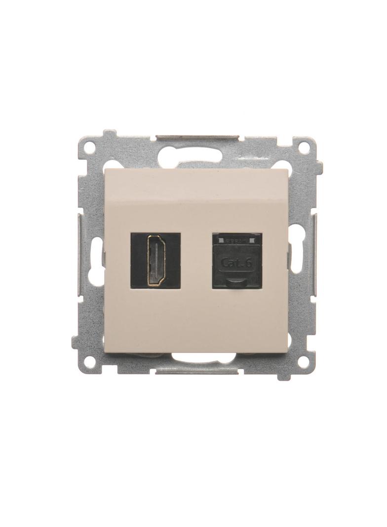 Simon 54 Gniazdo HDMI + RJ45 kat.6. kremowy DGHRJ45.01/41 KONTAKT