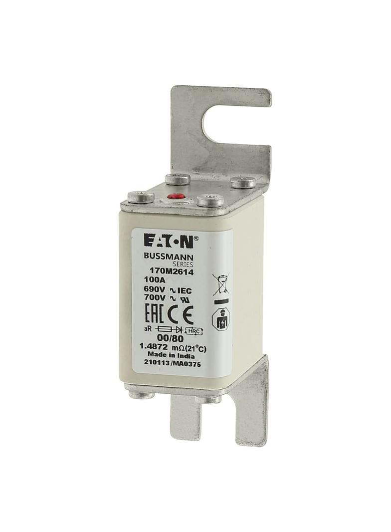 100A 690V aR 00/80 SQ. BODY IND. FUSE Wkładka szybka 100A AC 690V DIN 00 30x51x100 mm aR, 170M2614 E