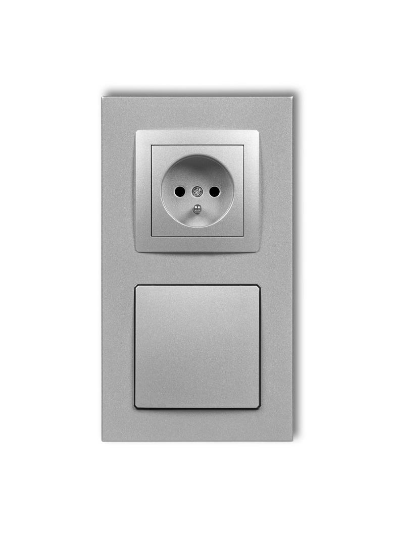 DECO Gniazdo ssące odkurzacza centralnego z gniazdem pojedynczym z uziemieniem DECOvac srebrny metal