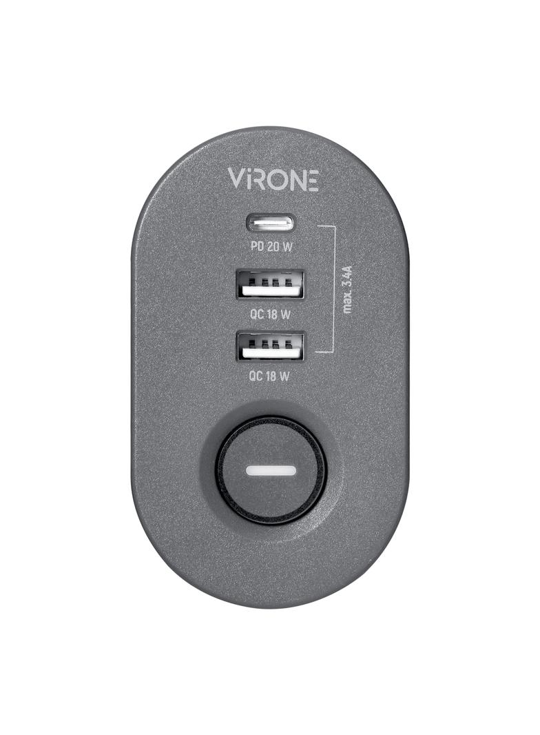 Przedłużacz biurkowy 3-krotny 2P+Z, 1,5M H05VV-F 3x1,5mm2, 2xUSB+1 typu C