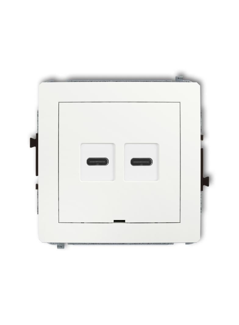 DECO Mechanizm ładowarki USB podwójnej 2xUSB C, 20W max., bez pola opisowego biały mat