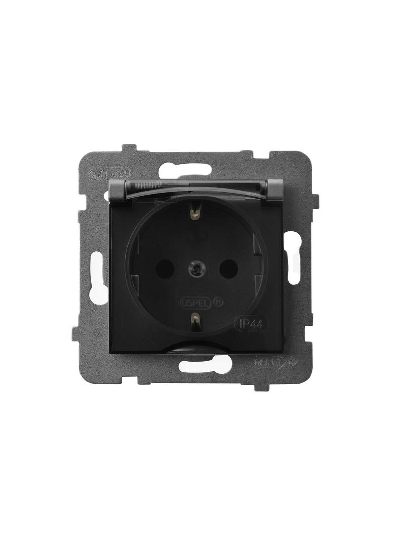 ARIA Gniazdo bryzgoszczelne z uziemieniem schuko IP-44 wieczko przezroczyste - kolor szary mat