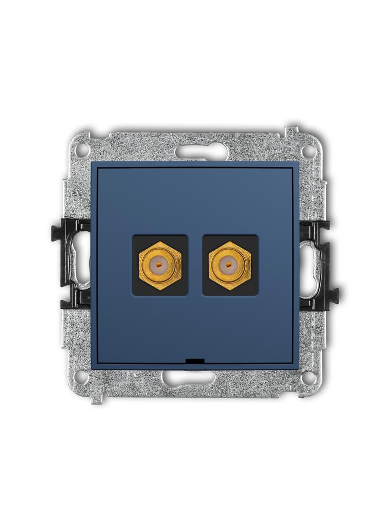ICON Mechanizm gniazda antenowego podwójnego typu F (SAT) pozłacany, bez pola opisowego navy blue