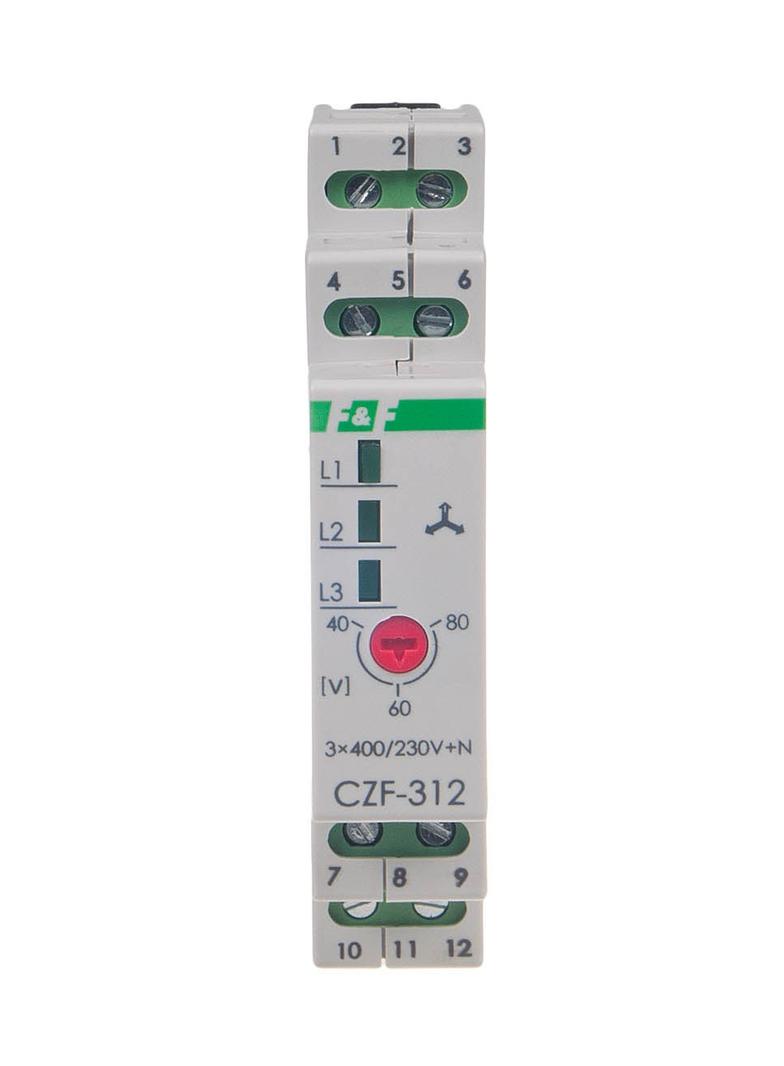 Mikroprocesorowy czujnik zaniku i asymetrii faz monitor t<0,2s montaz na szynie DIN,True RMS CZF-312-TRMS F&F