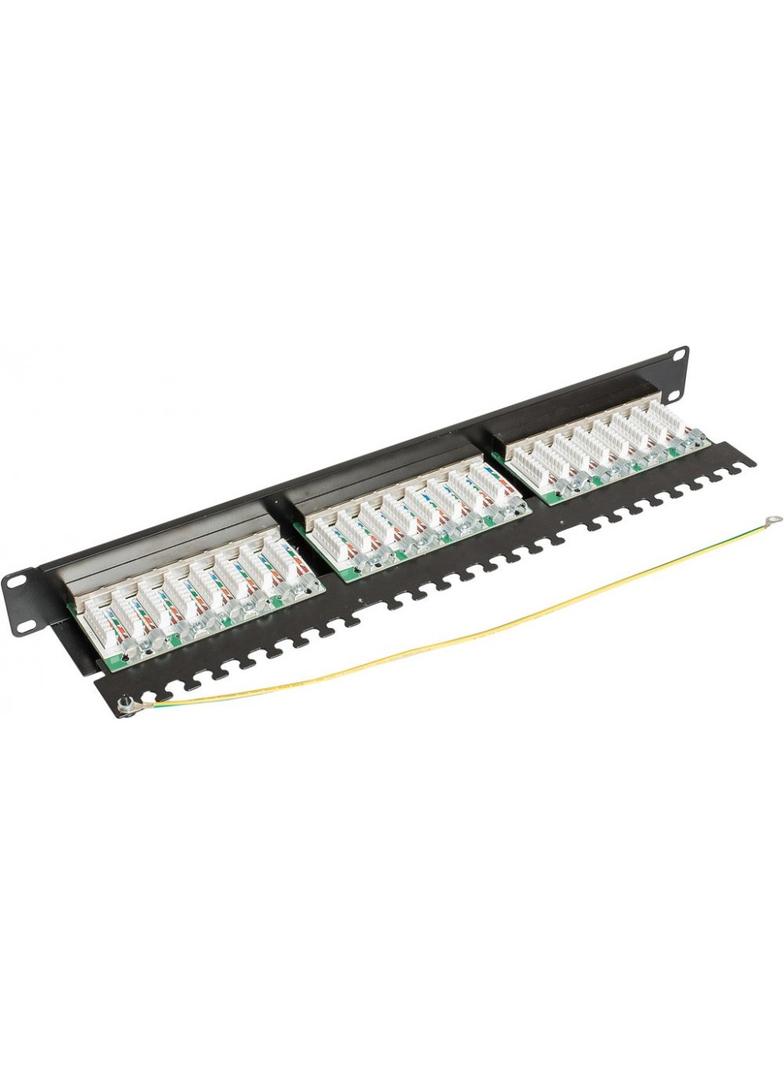 Panel kat. 6 19" 1U, 24xRJ45 FTP czarny z półką