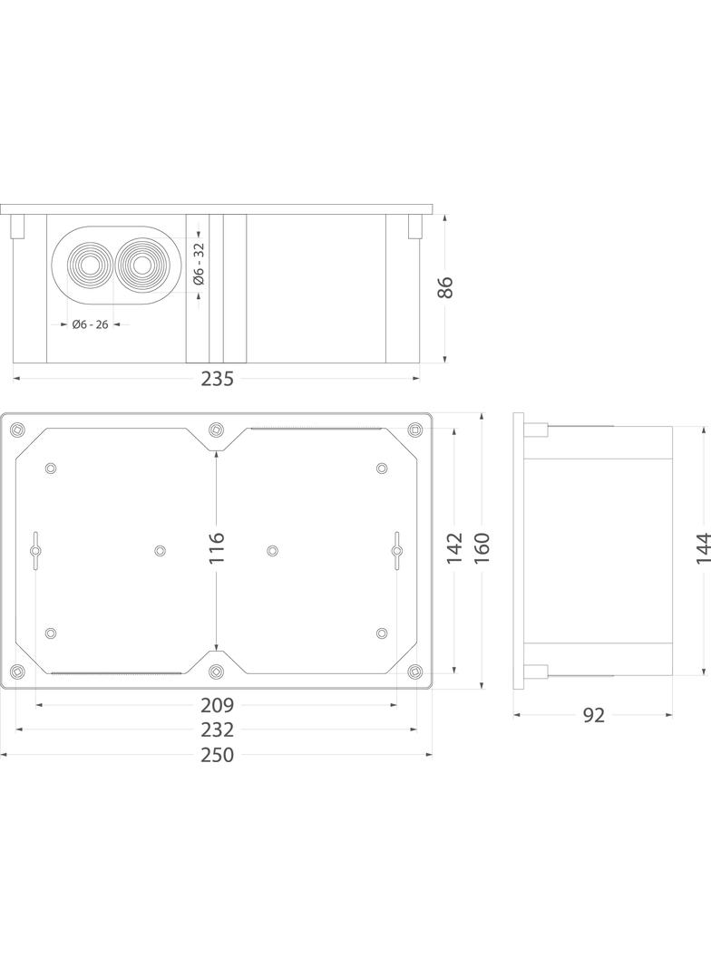 Puszka Podtynkowa Elewacyjna Hermetyczna Ppt-EH250 INOX 64.250 OPATÓWEK