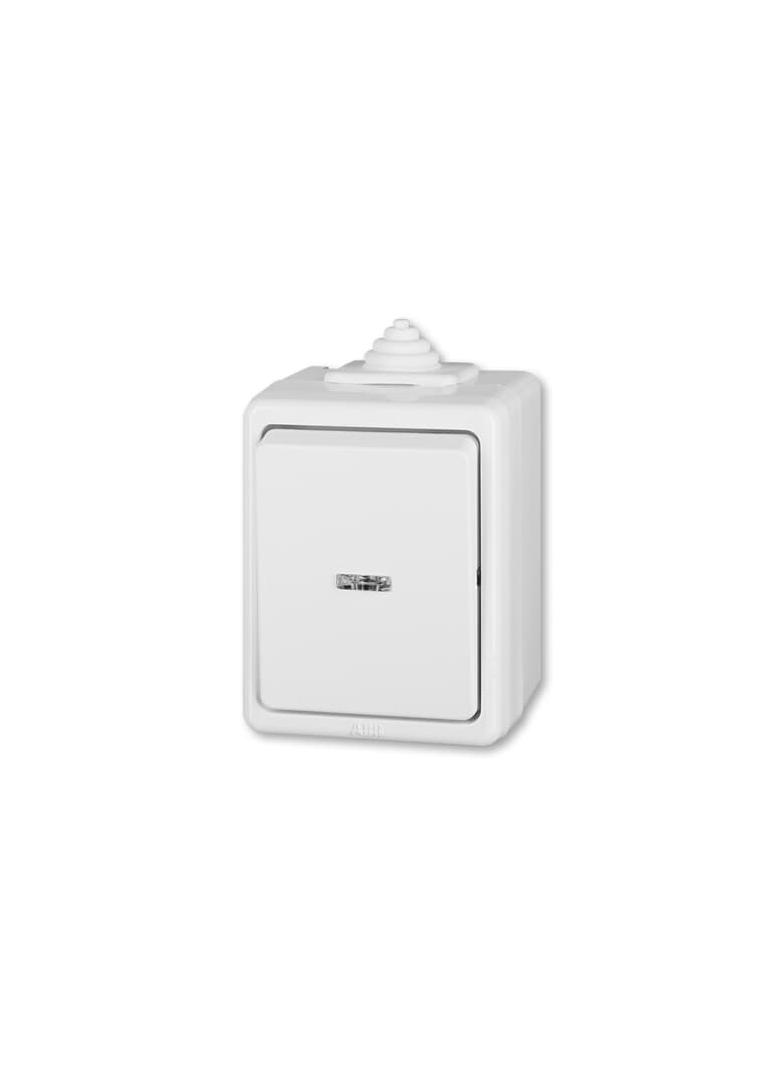 CLASSIC Wyłącznik dwubiegunowy z oknem IP 44 z neonówką sygnalizacyjną biały