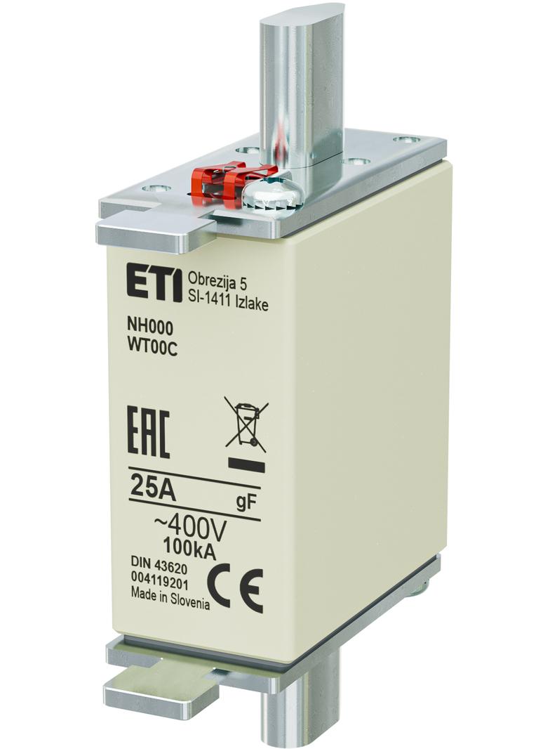 Wkładka topikowa NH szybka NH000 WT-00C gF 25A 400V 004119201 ETI