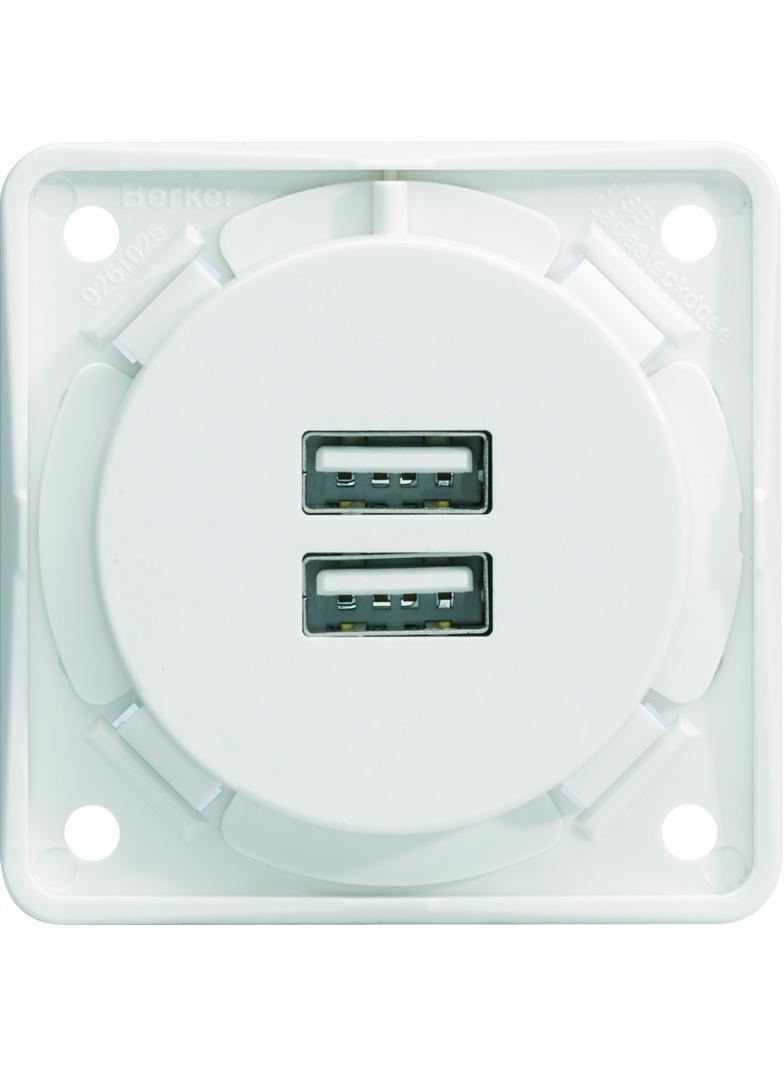 Integro Gniazdo USB ładowania podwójne, 230V, 3A; biały, mat