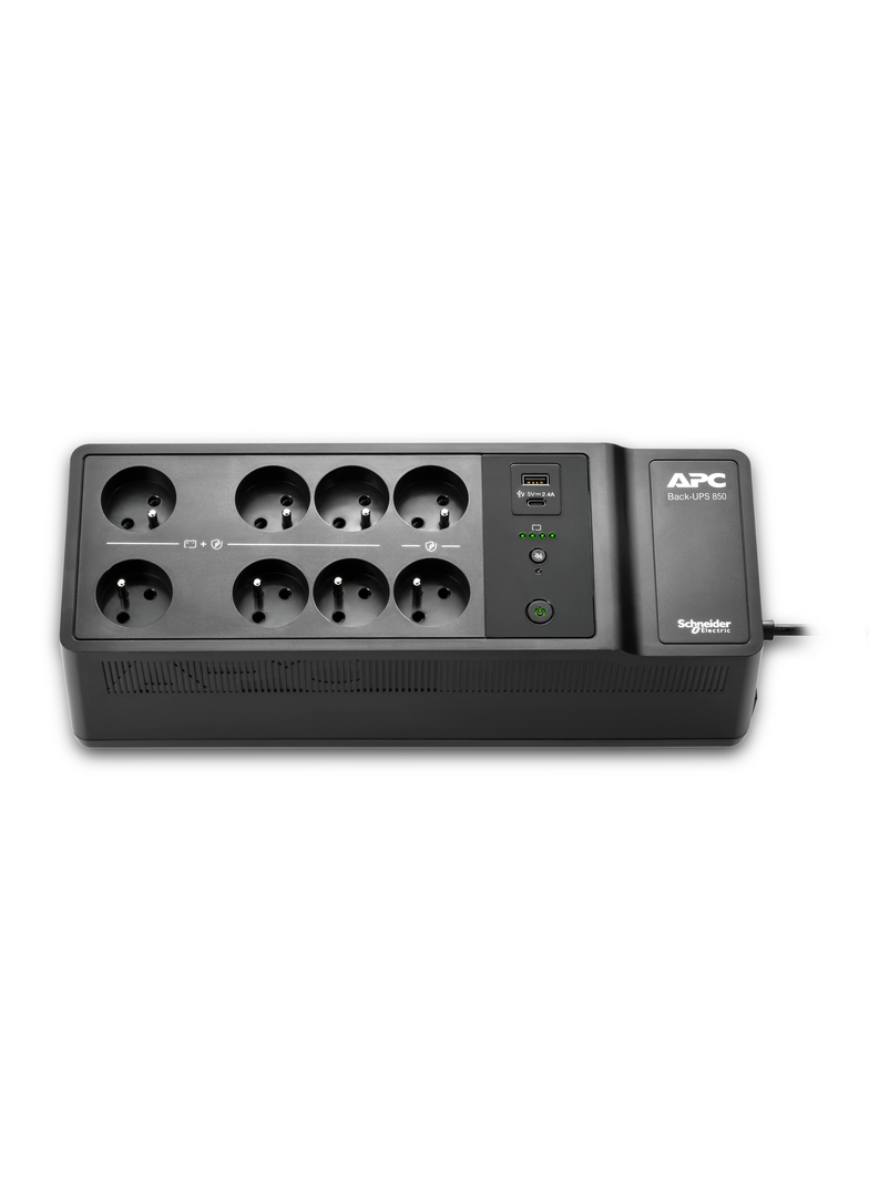 Zasilacz bezprzerwowy APC Back-UPS 850VA/520W, wolnostojący, 230V, 8 gniazdek typ E