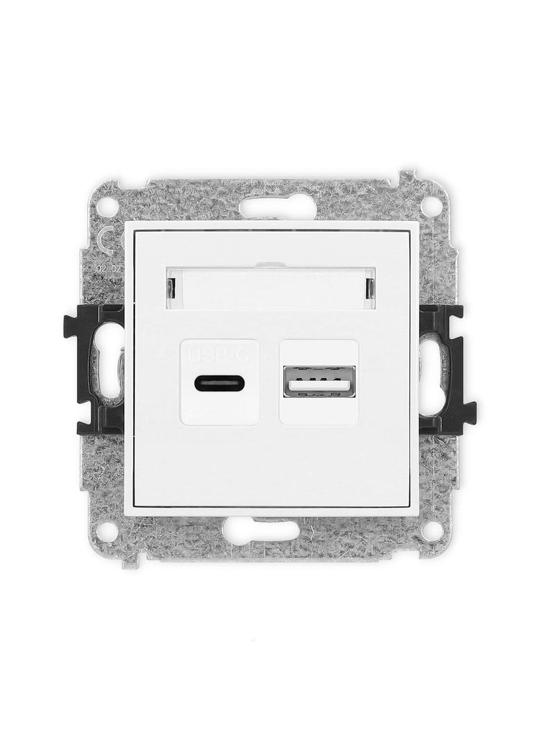 ICON Mechanizm ładowarki USB podwójnej USB C + USB A, 20W max. biały mat