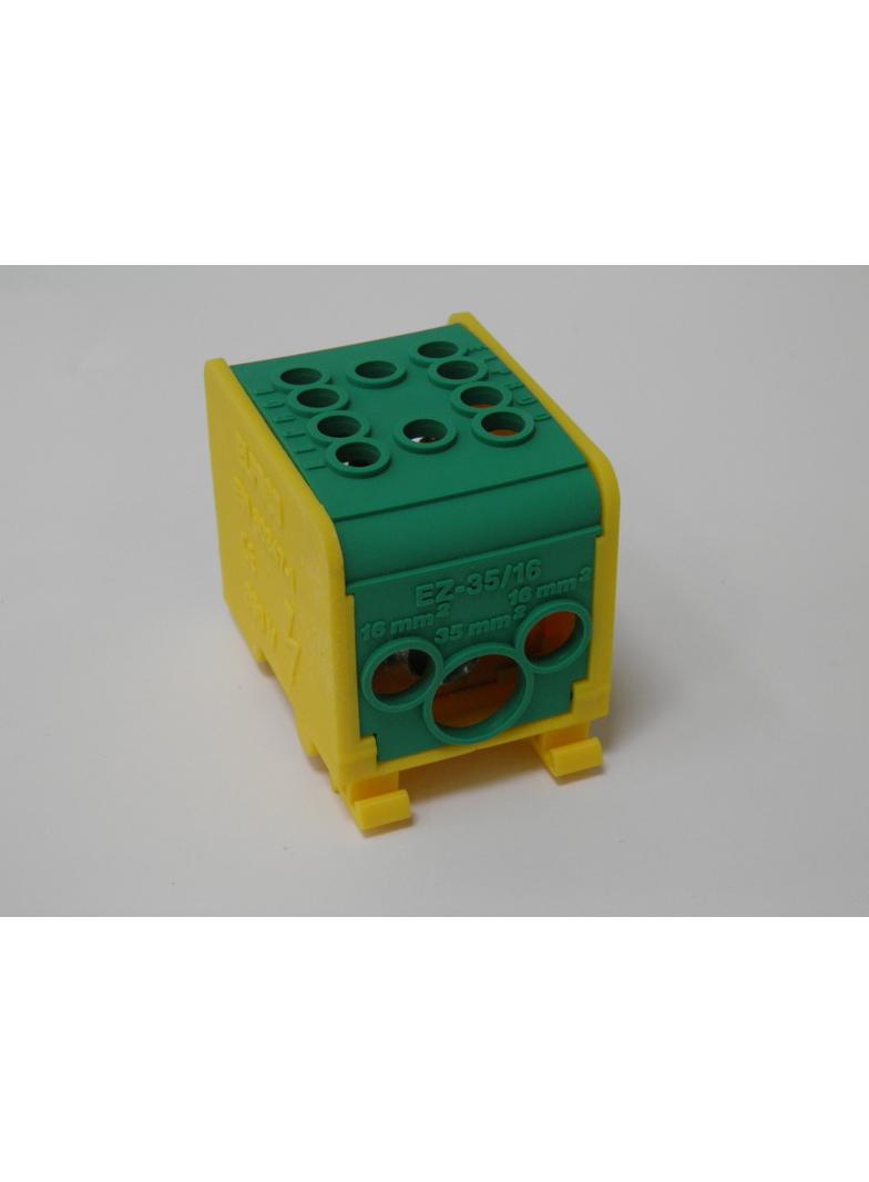 LZ1*35/16/16 ,  Odgałęźnik instalacyjny 1-segmentowy (zacisk: 1x35mm2 - 2x16mm2), zielono-żółty