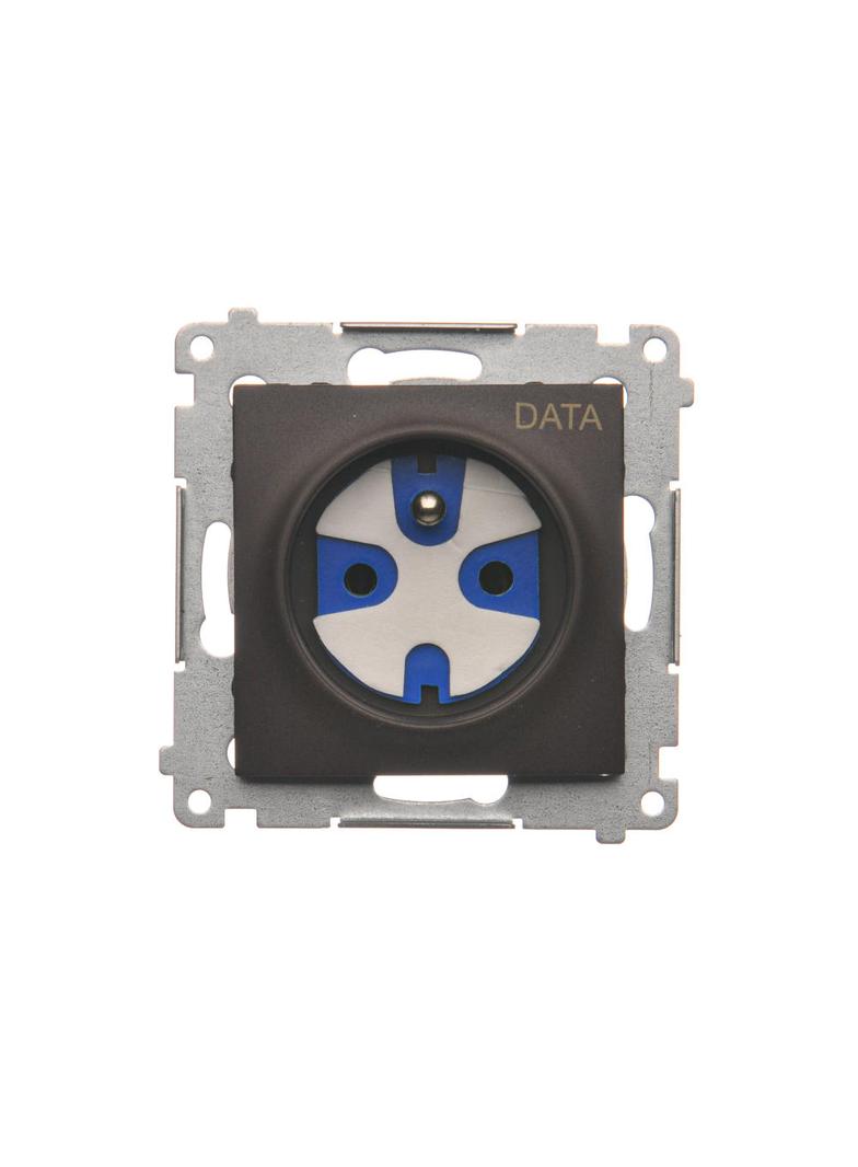 Simon 54 Gniazdo DATA z kluczem uprawniającym 16A z. śrub. brąz mat