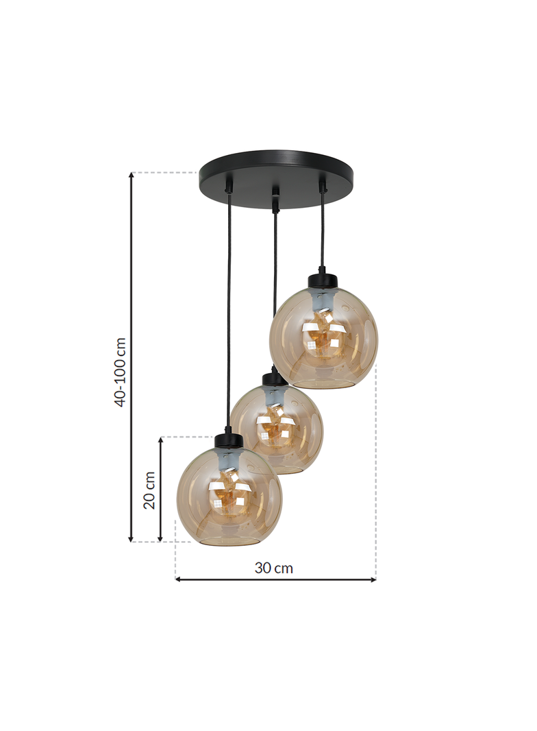 Milagro lampa wisząca Sofia Amber 3xE27 czarna MLP6584