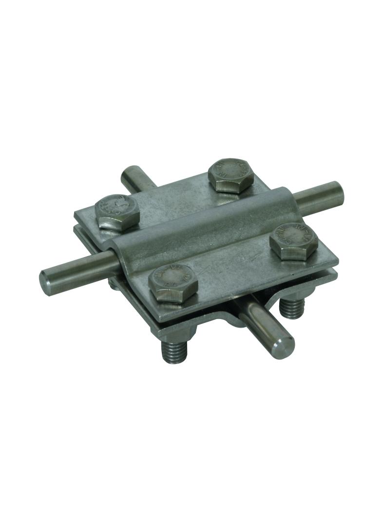 Zacisk krzyżowy bez przekładki, 60x60 mm do drutu 8-10 mm, stal nierdzewna NIRO