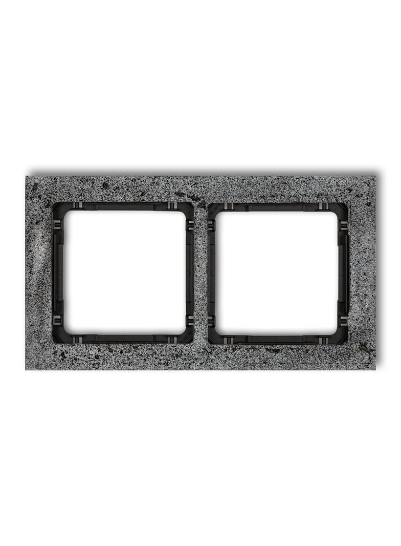 DECO Ramka uniwersalna podwójna - beton (ramka: antracytowa; spód: czarny)