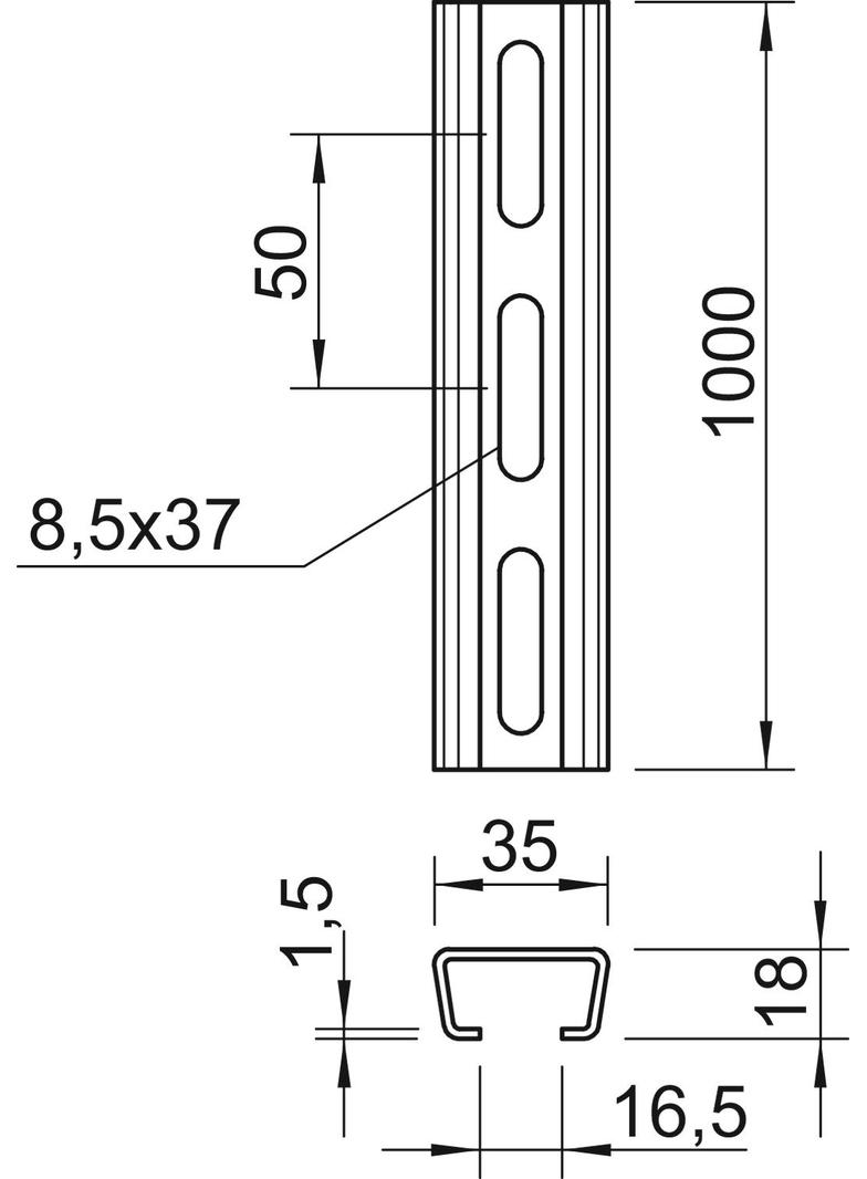 AML3518P1000FS, Szyna profilowa