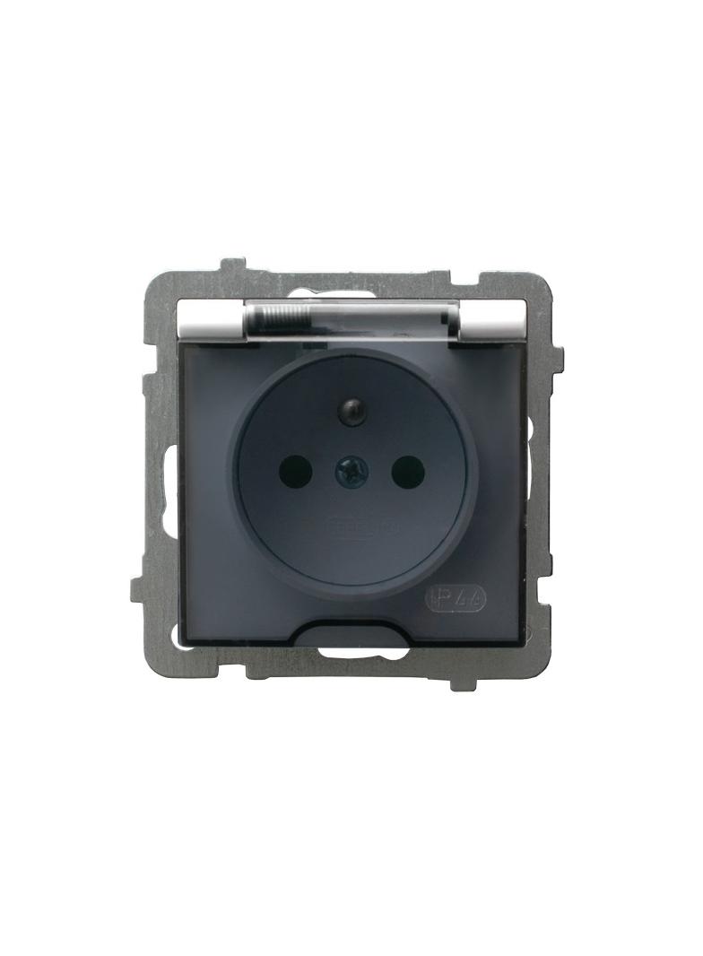 AS Gniazdo bryzgoszczelne z uziemieniem IP-44 wieczko przezroczyste - kolor biały