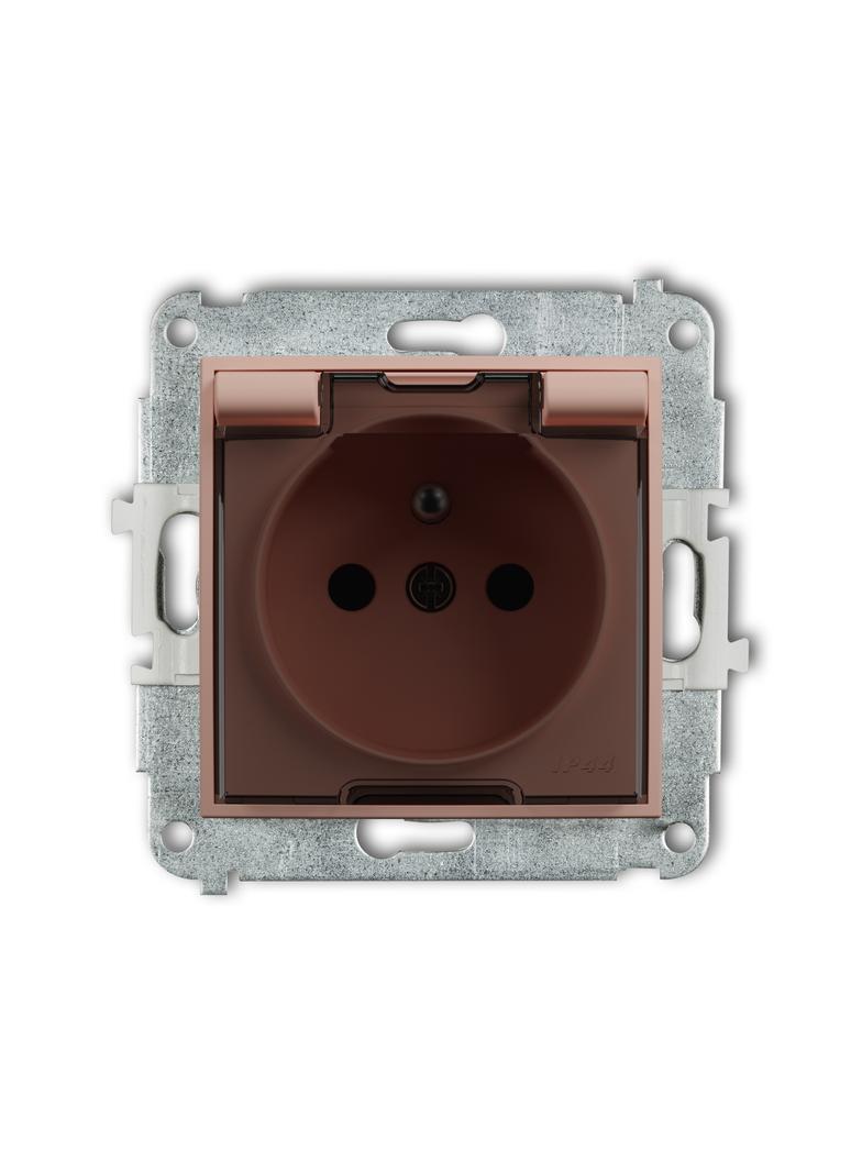 ICON Mechanizm gniazda bryzgoszczelnego z uziemieniem 2P+Z (klapka dymna, przesłony torów prądowych)