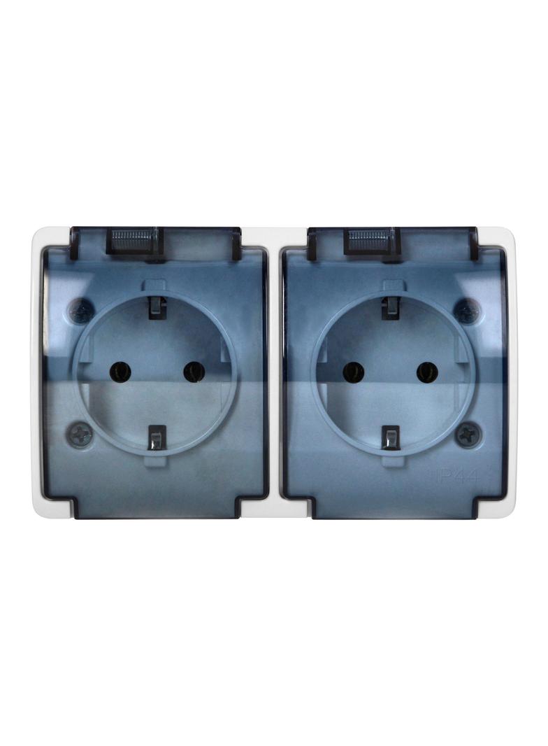 Gniazdo podwójne 2x2P+Z Schuko AQUATIC IP44 biały dymiony OR-OE-7106(GS)/WT ORNO