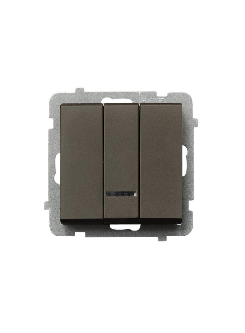 SONATA Łącznik potrójny z podświetleniem niebieskim - kolor czekoladowy metalik