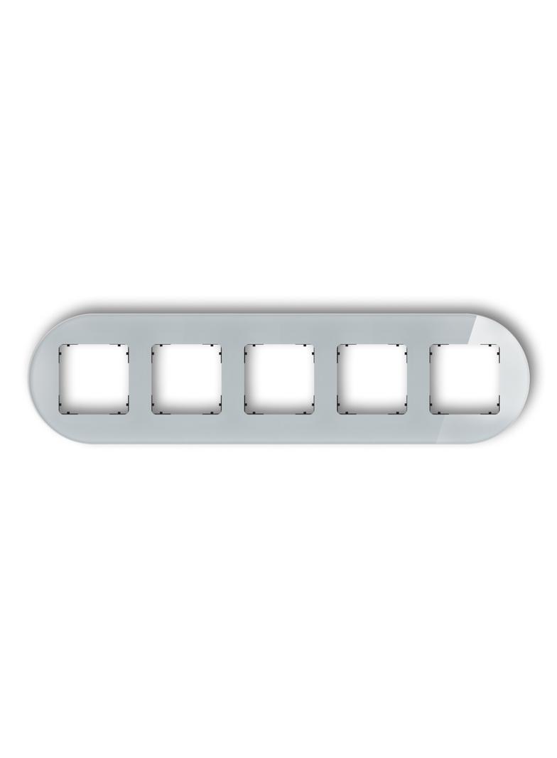 ICON Ramka uniwersalna pięciokrotna okrągła - efekt szkła (ramka: szara; spód: czarny) szary