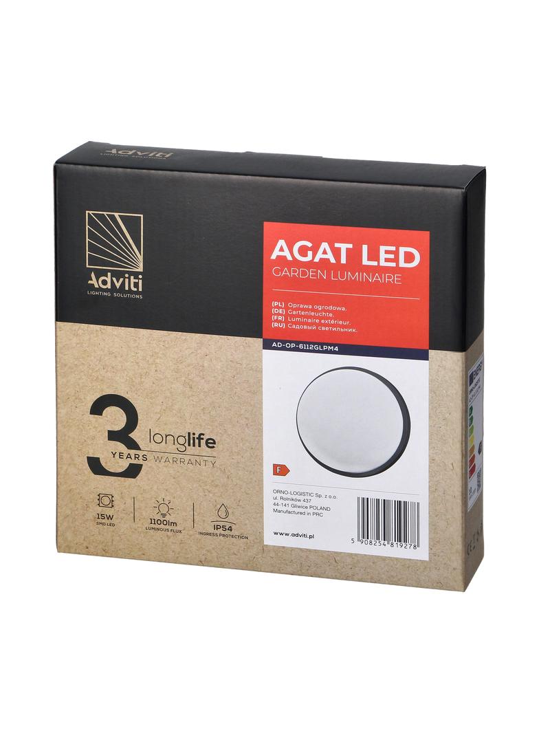 AGAT LED 15W oprawa ogrodowa 1100lm IP54 4000K szara AD-OP-6112GLPM4 ORNO