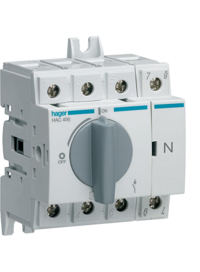 Modułowy rozłącznik izolacyjny obrotowy 4P 63A rozmiar 2 HAC406 HAGER