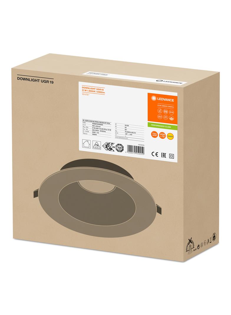 Oprawa DOWNLIGHT PFM DN195 21W 830 WT IP54 UGR19