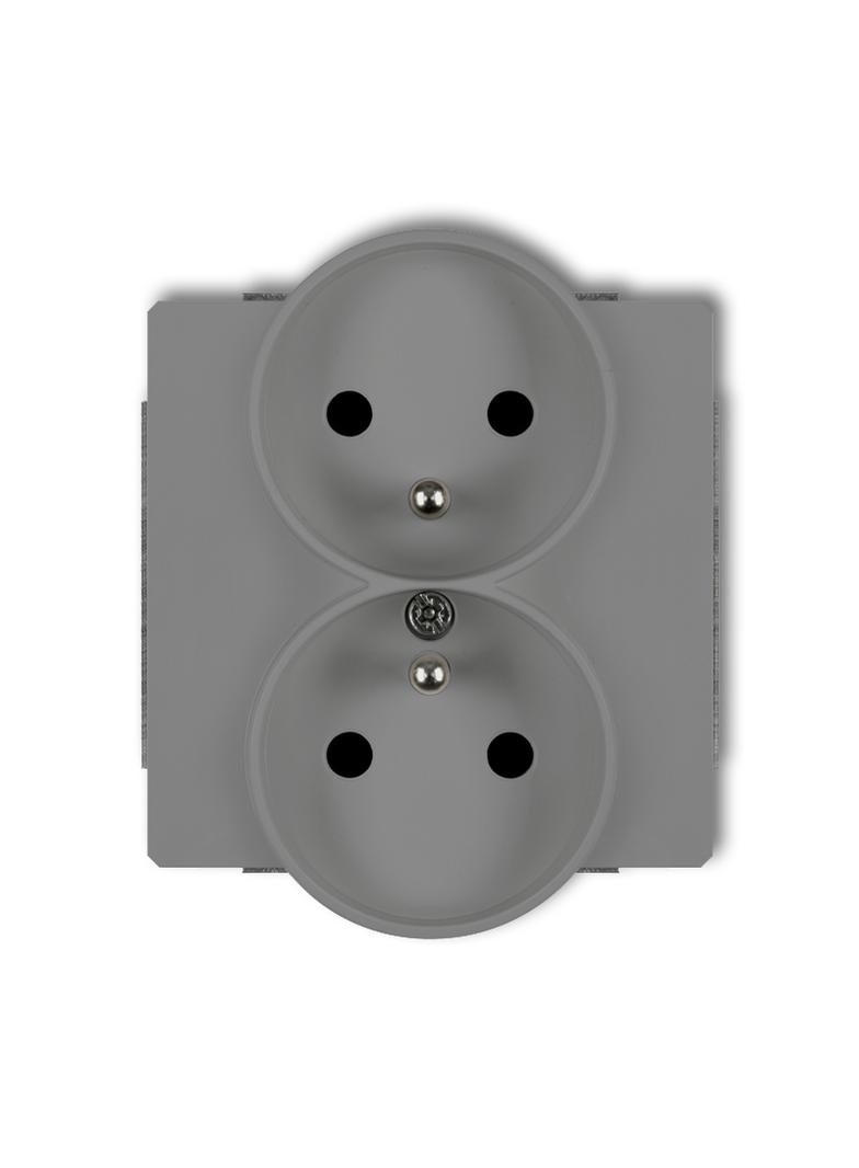 DECO Mechanizm gniazda podwójnego do ramki DECO Soft z uziemieniem 2x(2P+Z) (przesłony torów prądowy