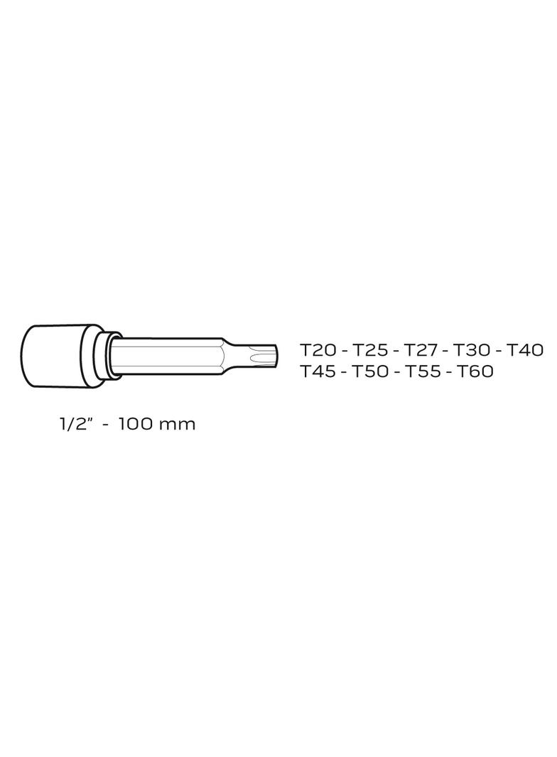 Końcówki Torx na nasadce 100 mm, zestaw 9 szt.