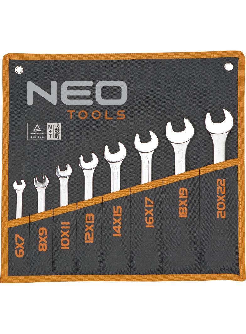 Klucze płaskie dwustronne 6-22 mm, zestaw 8 szt.