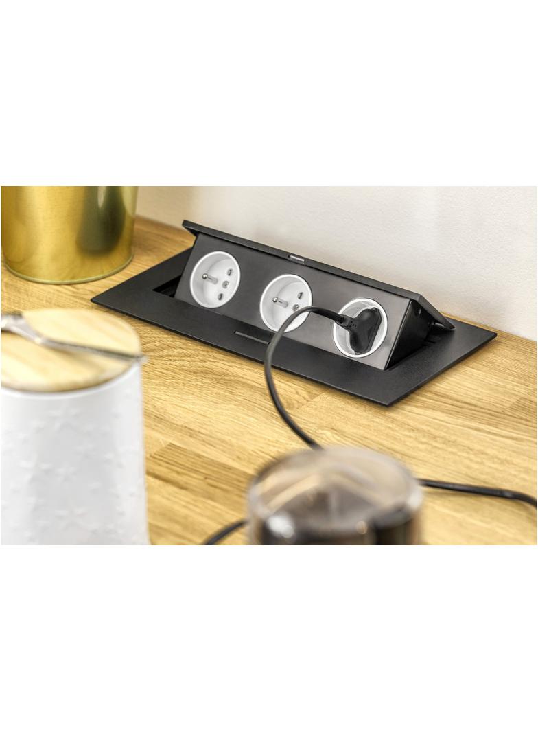 PRZEDŁUŻACZ BIURKOWY 3X GNIAZDO Z UZIEMIENIEM, KABEL ZASILAJACY Z WTYCZKĄ, CZARNY