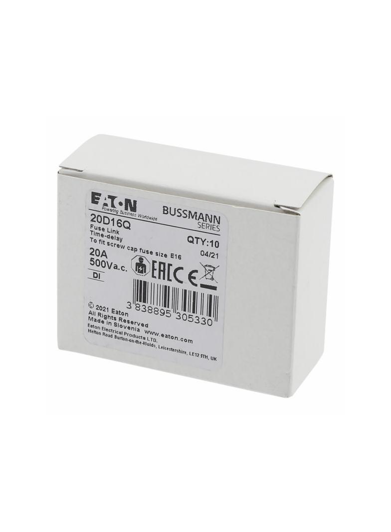 FUSE 20A DI/E16 500VAC DZ Wkładka DI 20A 500VAC DZ E16 20D16Q EATON