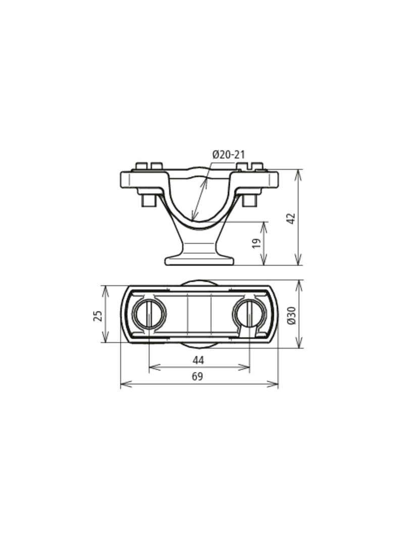 Wspornik do przewodu HVI/CUI 20 mm, PA/szary